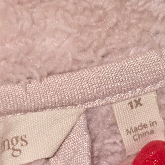 Soft Surrounding Mauve Cozy Pink Fleece Cardigan Teddy Jacket Plus Size 1X - Picture 7 of 8